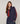 Pull col roulé bicolore - Bleu Denim