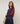 Pull col rond bicolore - Bleu Denim