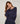 Pull col rond en maille fine - Bleu Denim