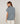 Pull long col montant manches courtes chiné - Bleu