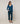 Pantalon droit en toile imprimée - Bleu