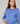 Pull col rond tricolore en laine mérinos - Bleu Horizon