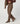 Pantalon droit en cuir stretch velours